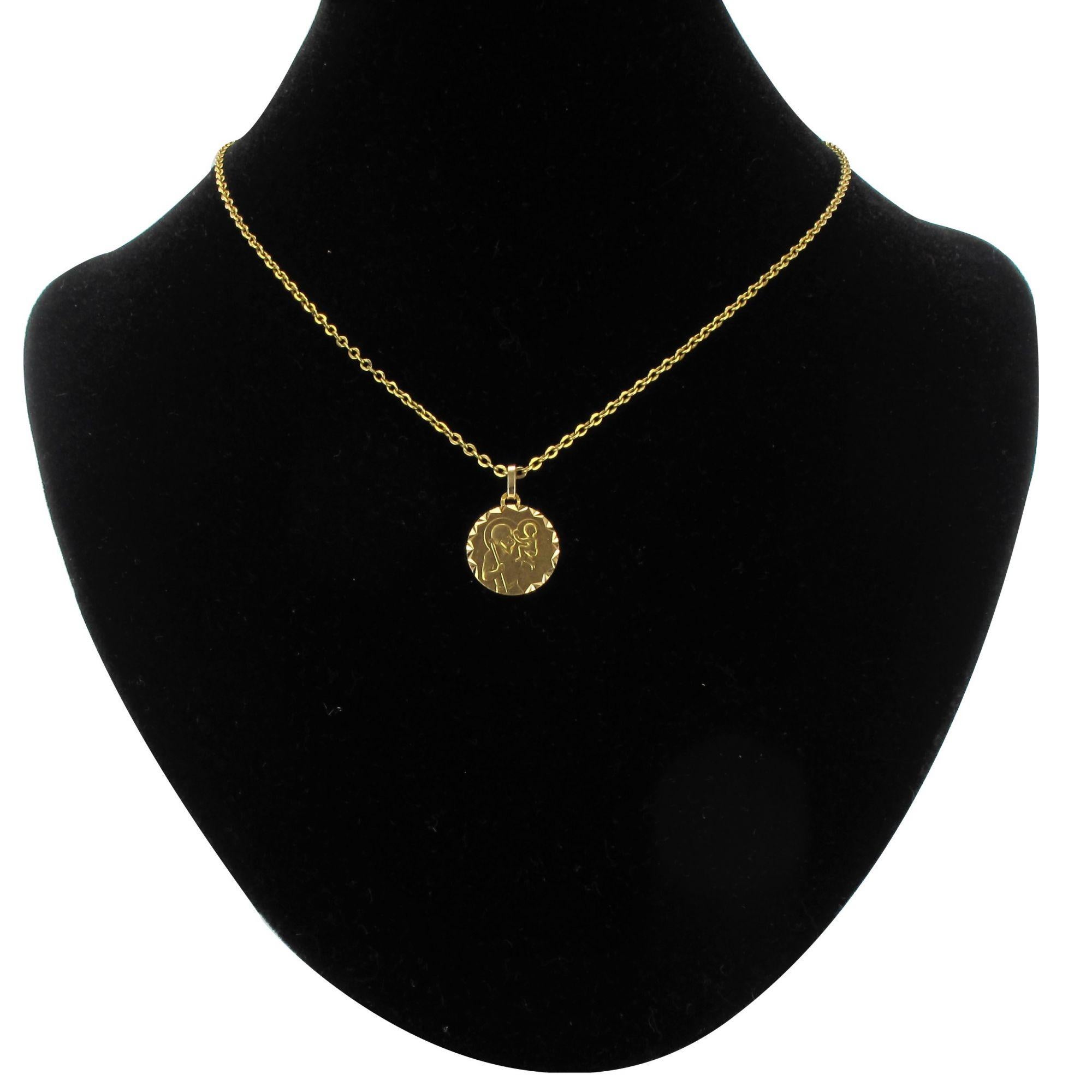 Antike Saint- Christopherus-Medaille aus 18 Karat Gelbgold im Zustand „Gut“ in Poitiers, FR