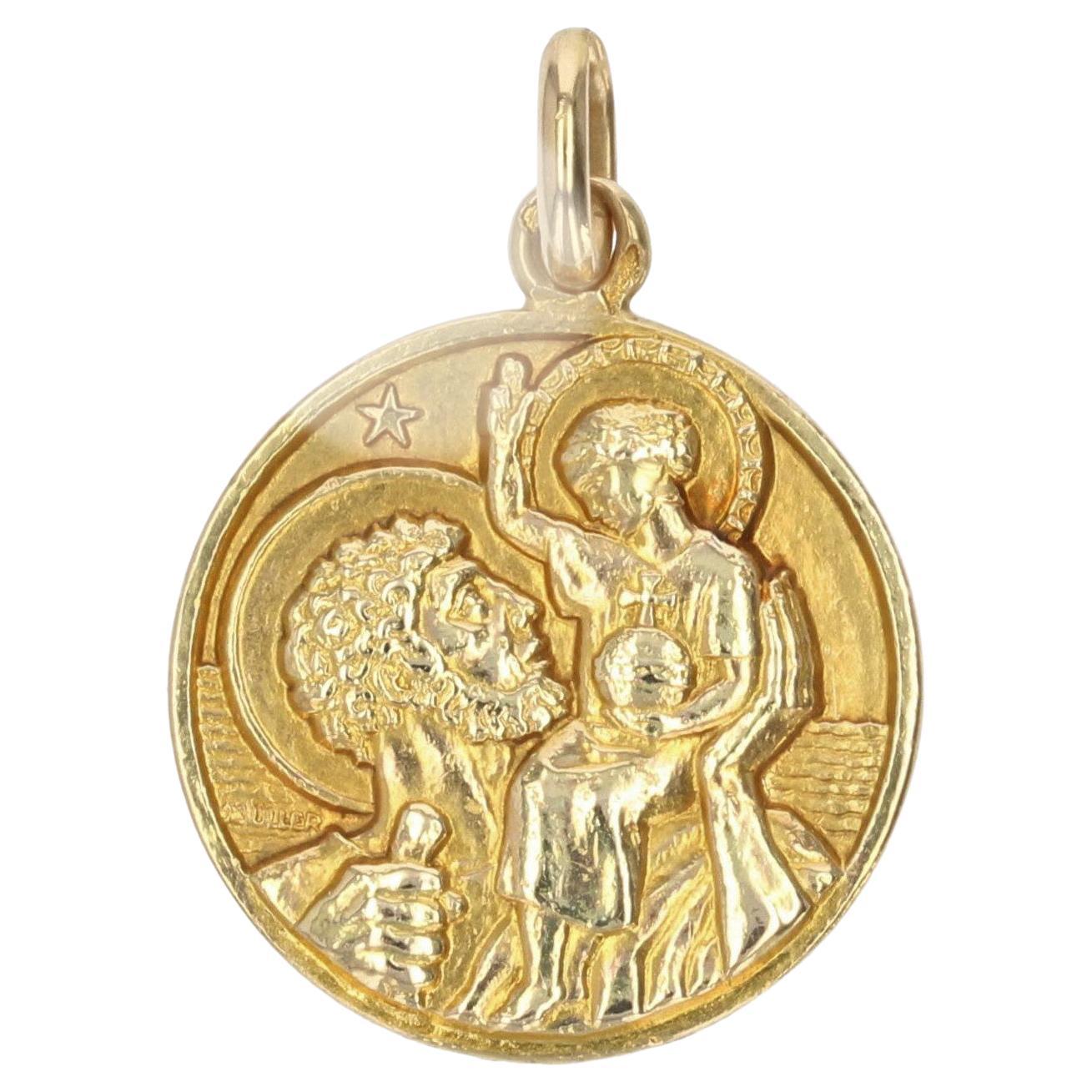 Antique 18 Karat Yellow Gold Saint Christopher Medal