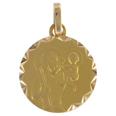 Antique 18 Karat Yellow Gold Saint Christopher Medal