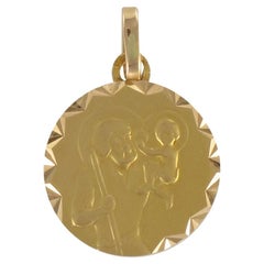 Antike Saint- Christopherus-Medaille aus 18 Karat Gelbgold