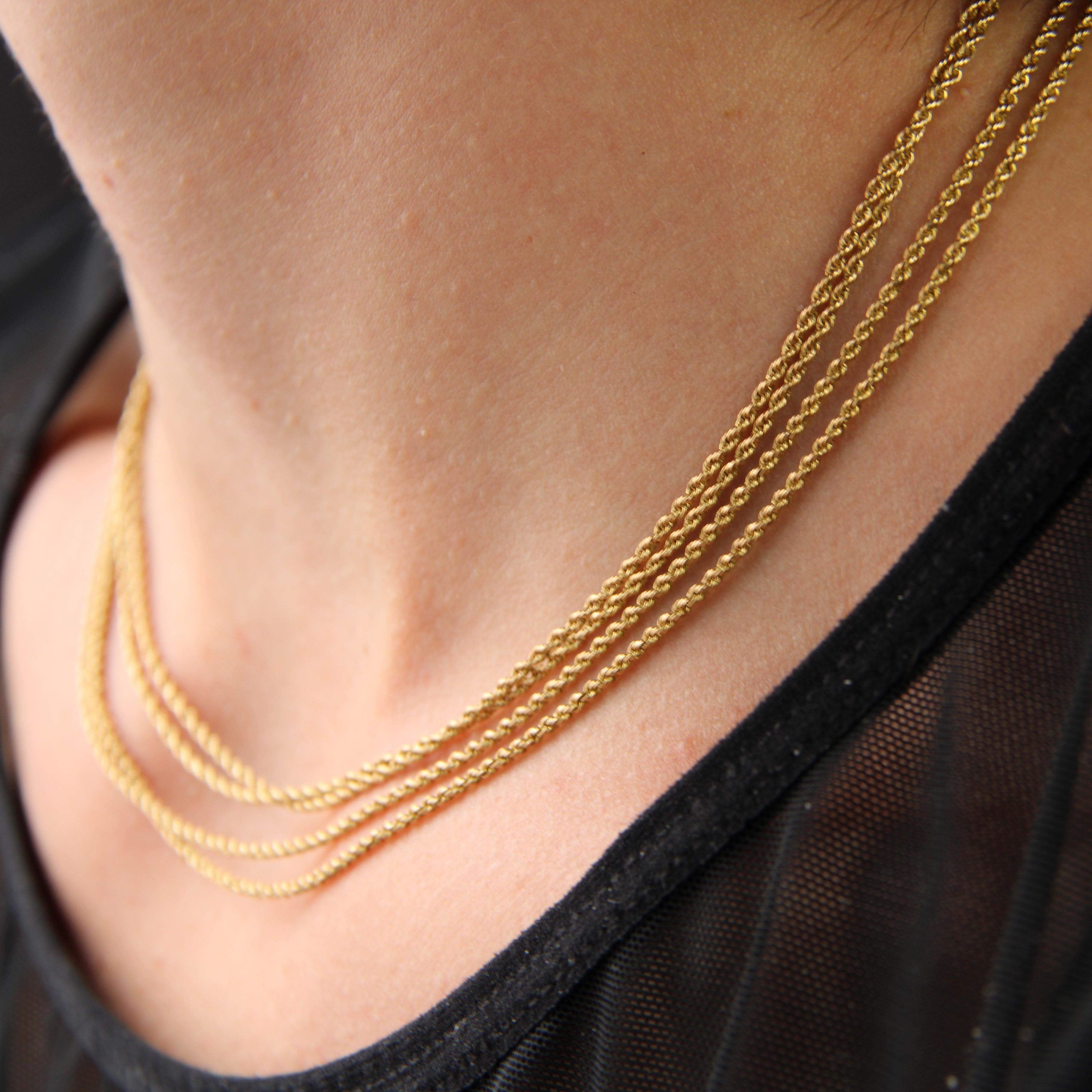 Women's Antique 18 Karat Yellow Gold Twisted Link Matinee Long Chain Necklace