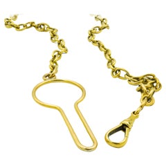 Antique 18 Karat Yellow Gold Watch Chain Dog-Clasp Stackable Choker Necklace