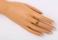 Antique Victorian Chrysolite and Garnet Gold Half-Hoop Ring, circa 1840