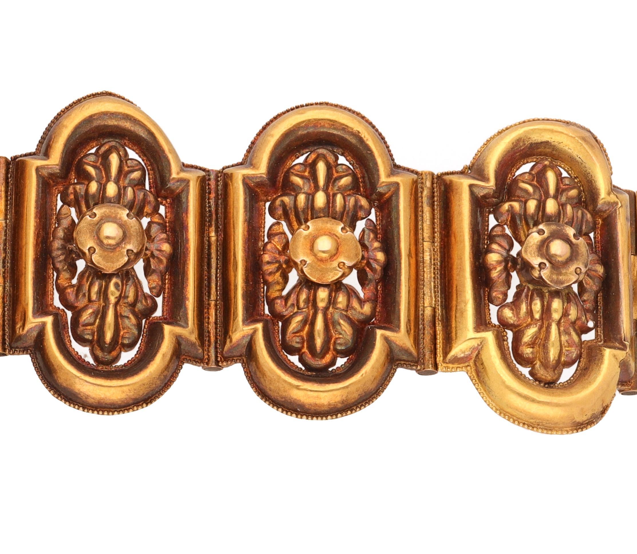 Antique 18 Karat Yellow Gold Enamel Bracelets 3