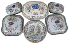 1825 Antico set da 18 pezzi Stephan Folch Bamboo & Basket Han Painted Ironstone China