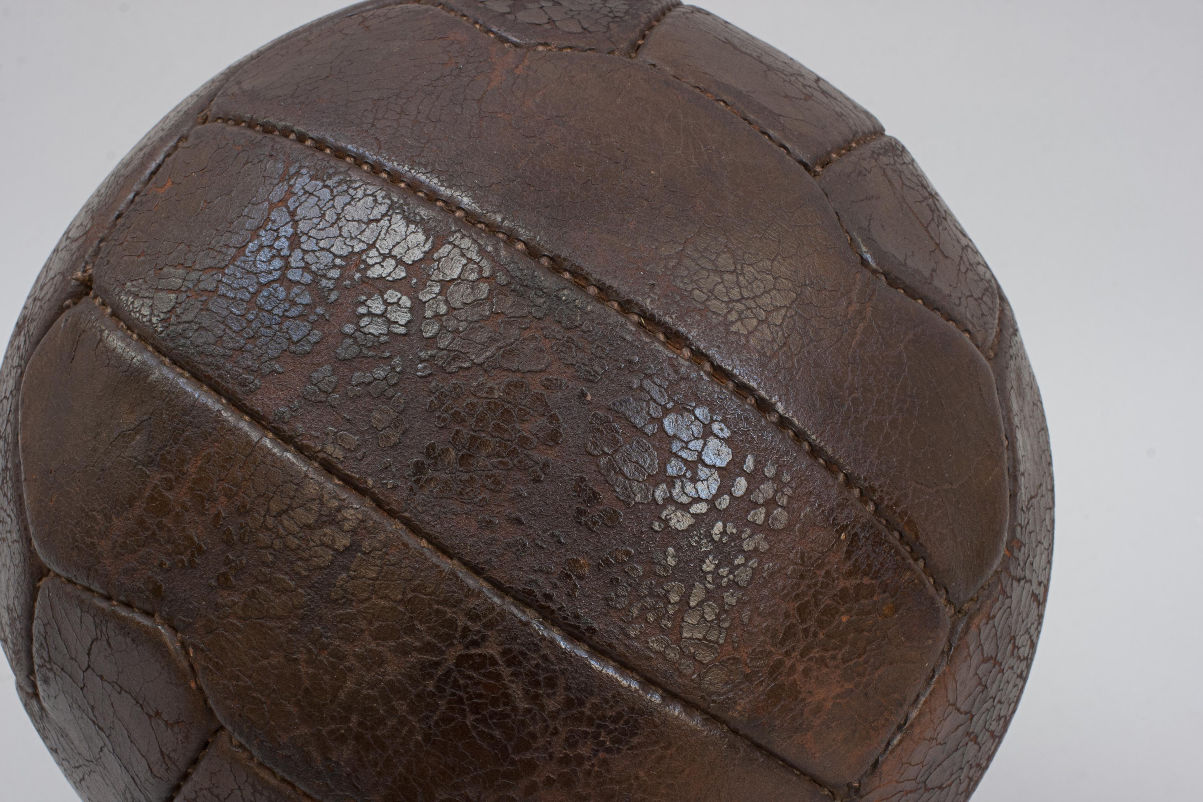 Antique 18 Zigzag Panel Leather Football For Sale 5