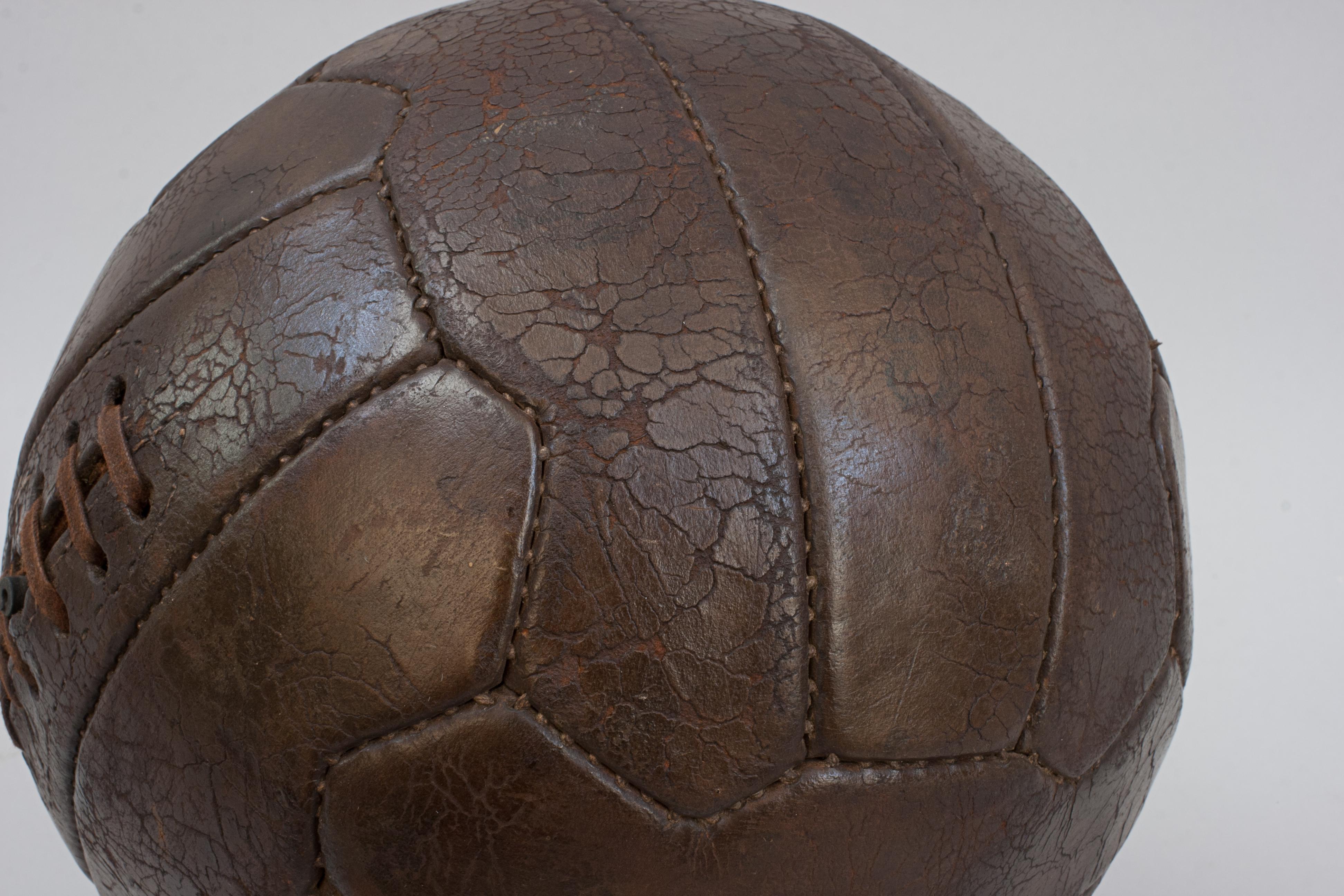 Antique 18 Zigzag Panel Leather Football For Sale 6