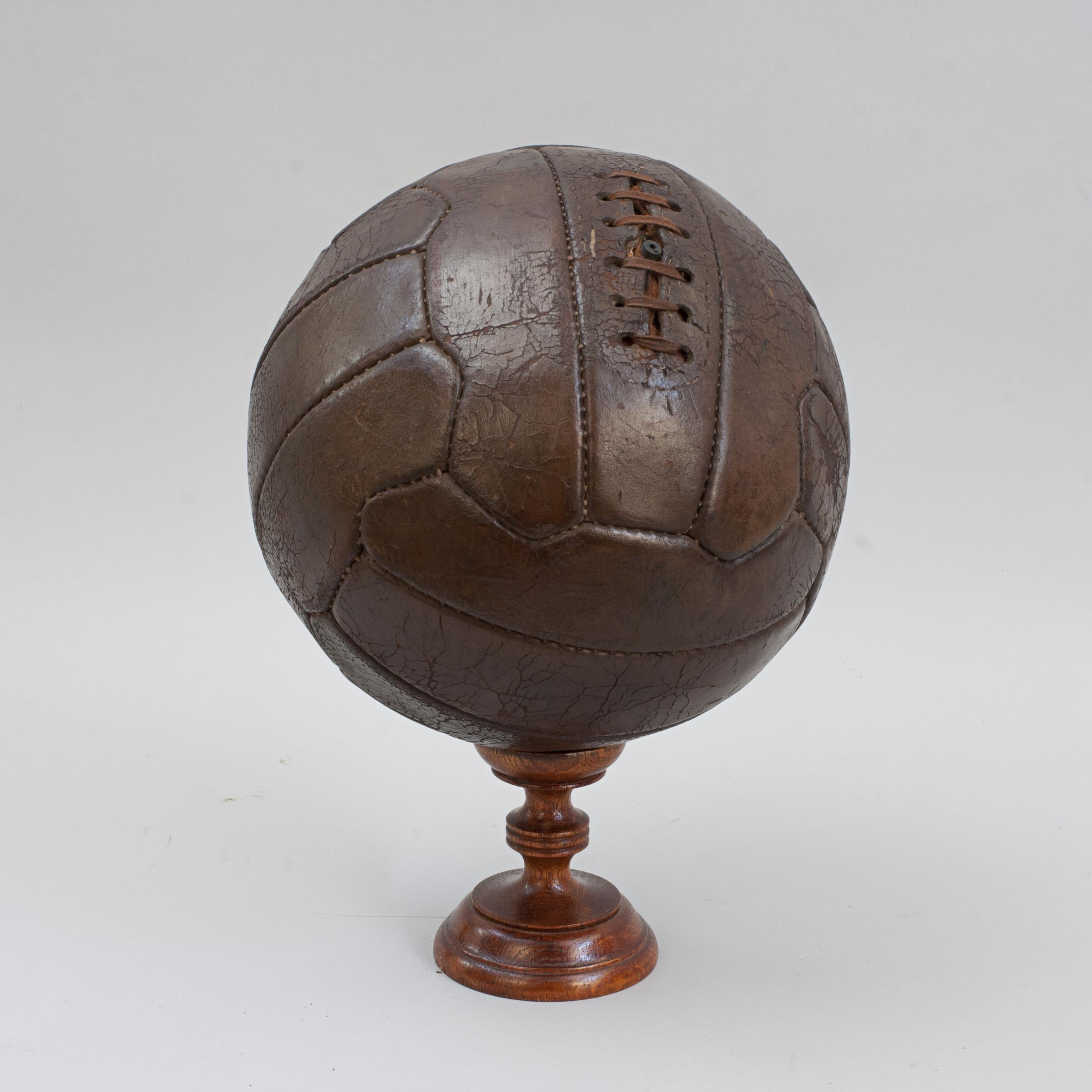 Antique 18 Zigzag Panel Leather Football For Sale 7