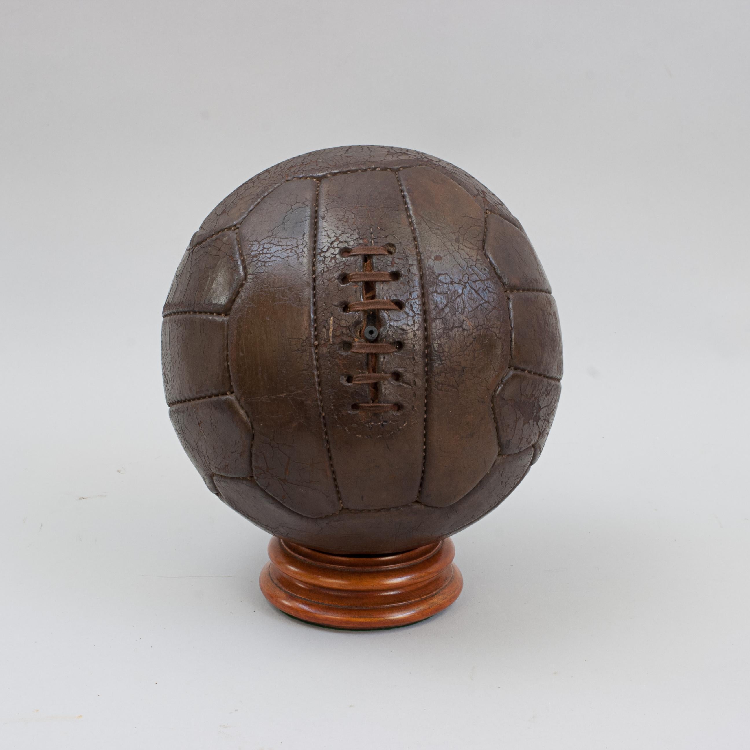 Antique 18 Zigzag Panel Leather Football For Sale 1