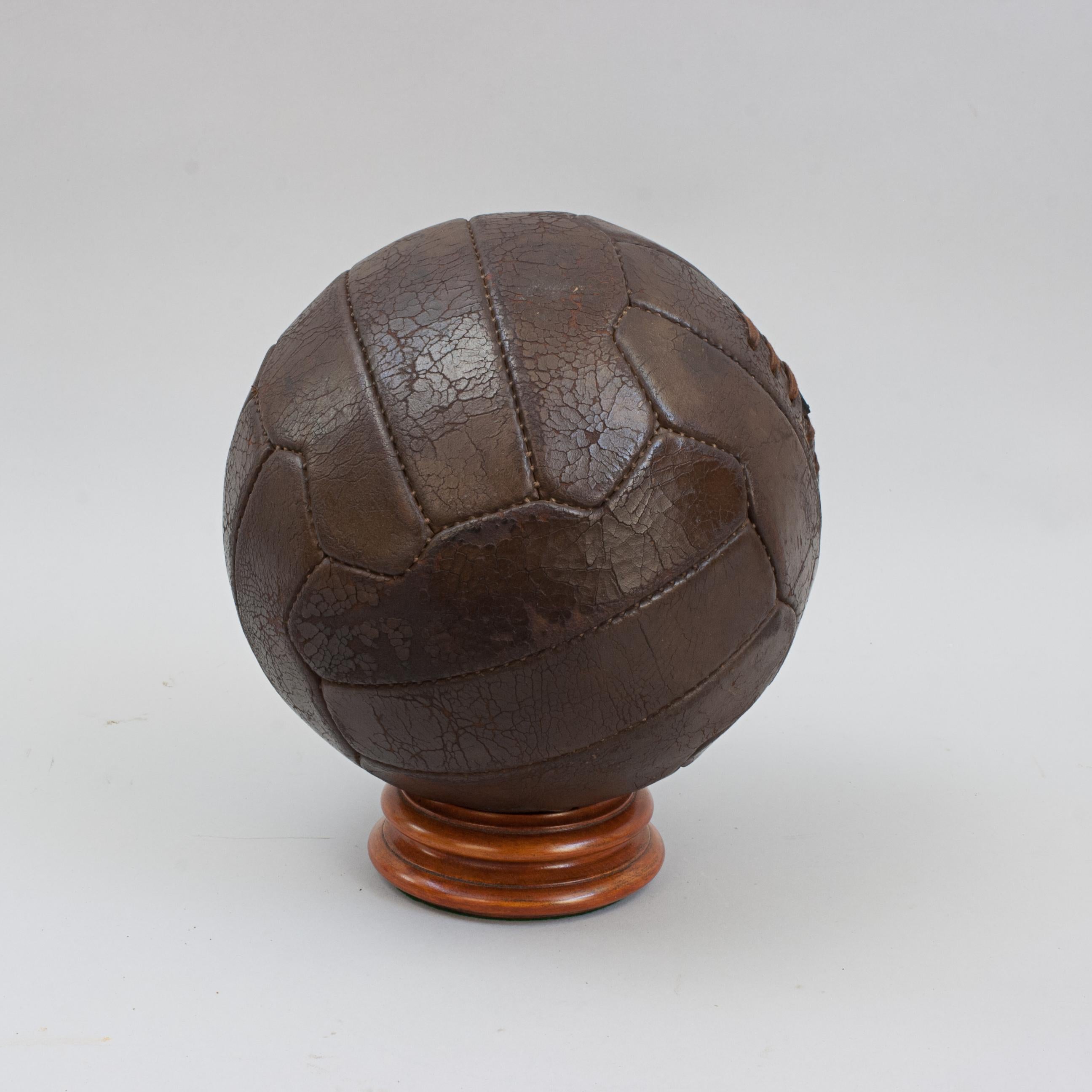 Antique 18 Zigzag Panel Leather Football For Sale 2