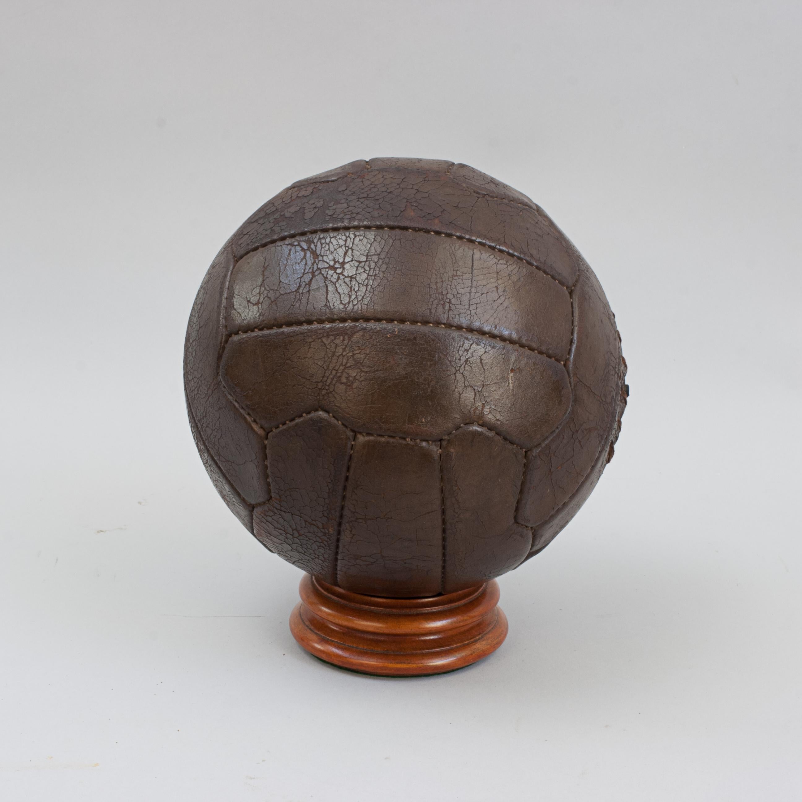 Antique 18 Zigzag Panel Leather Football For Sale 3