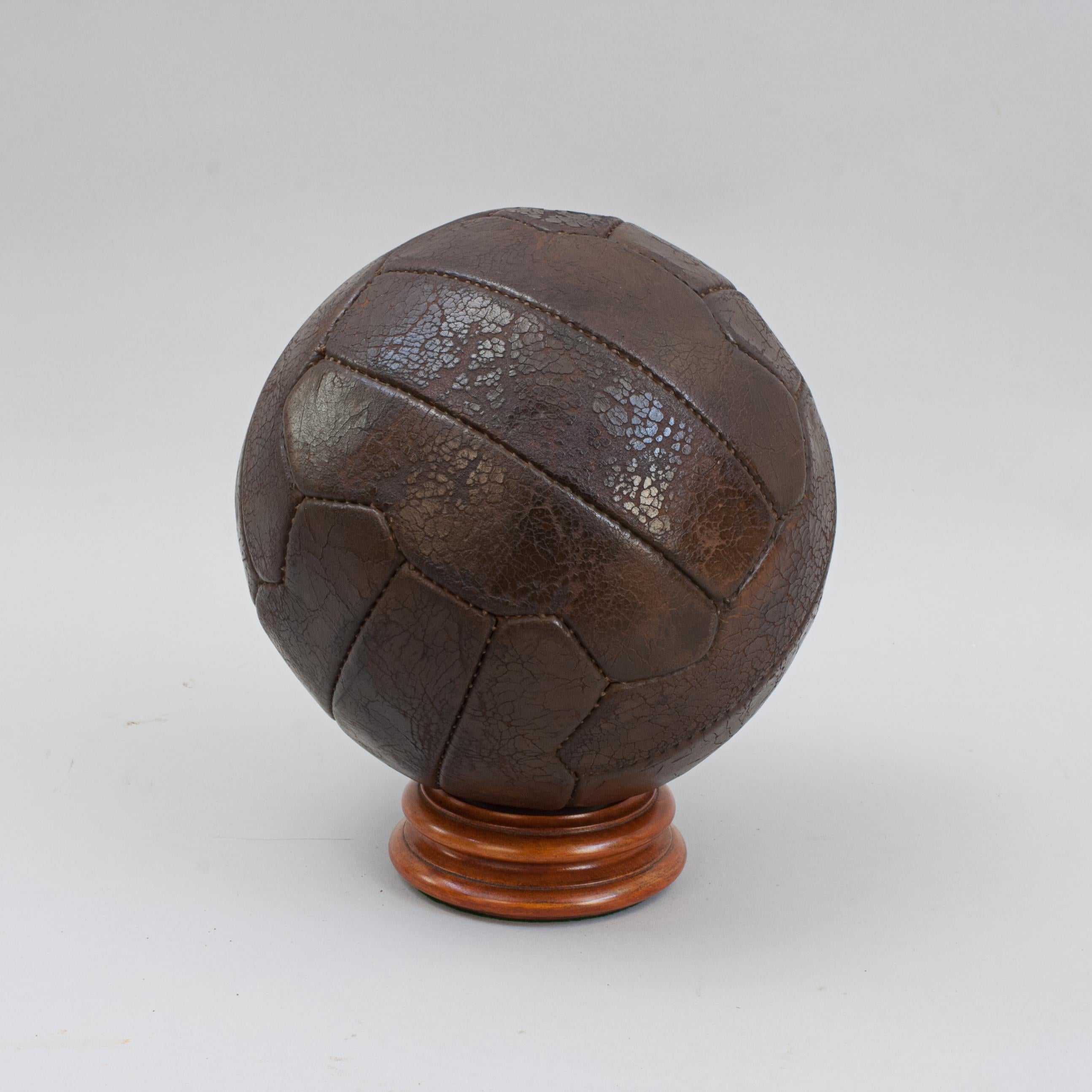Antique 18 Zigzag Panel Leather Football For Sale 4