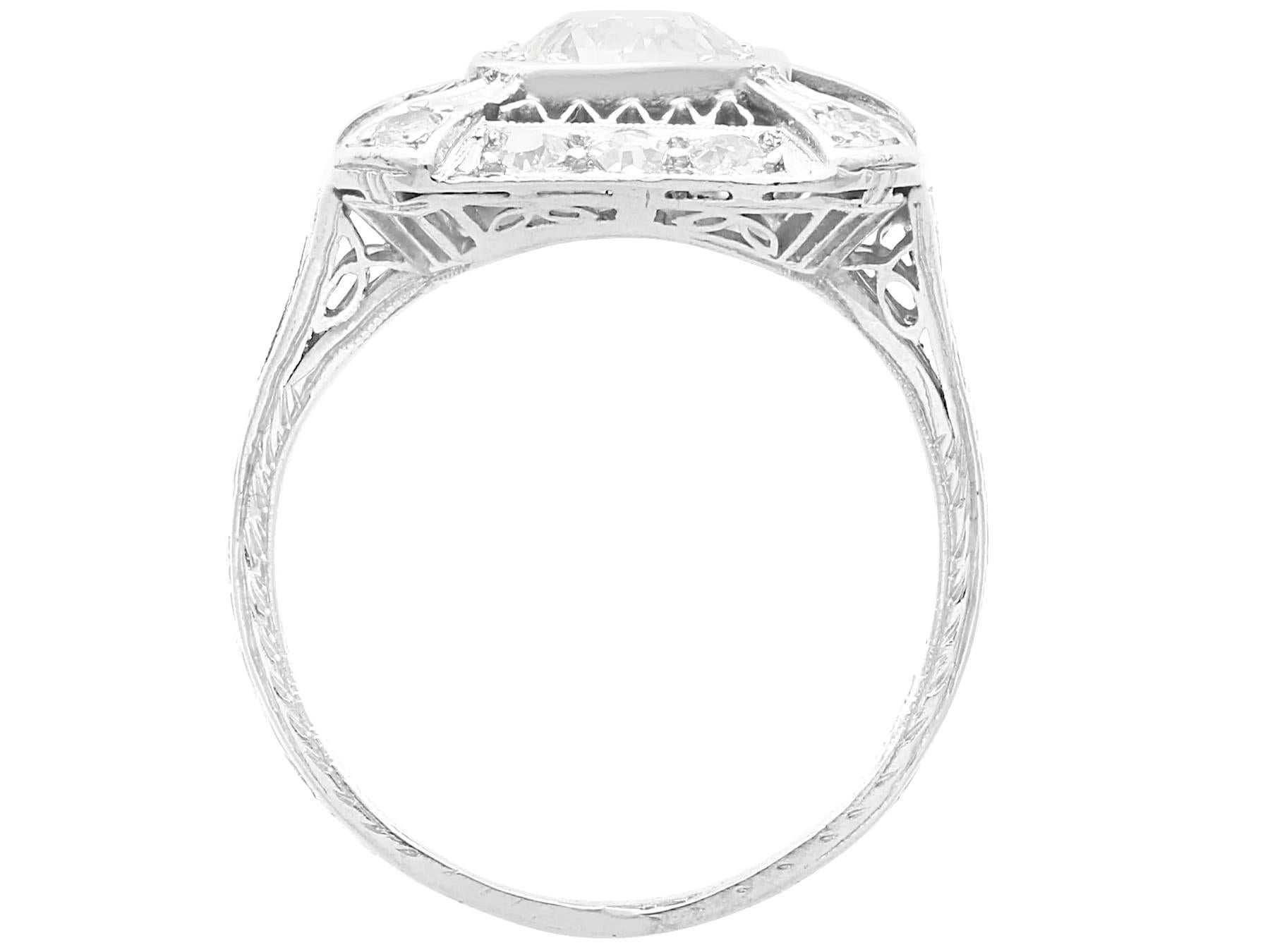 Women's or Men's Antique 1.80 Carat Diamond and Platinum Cocktail Ring For Sale