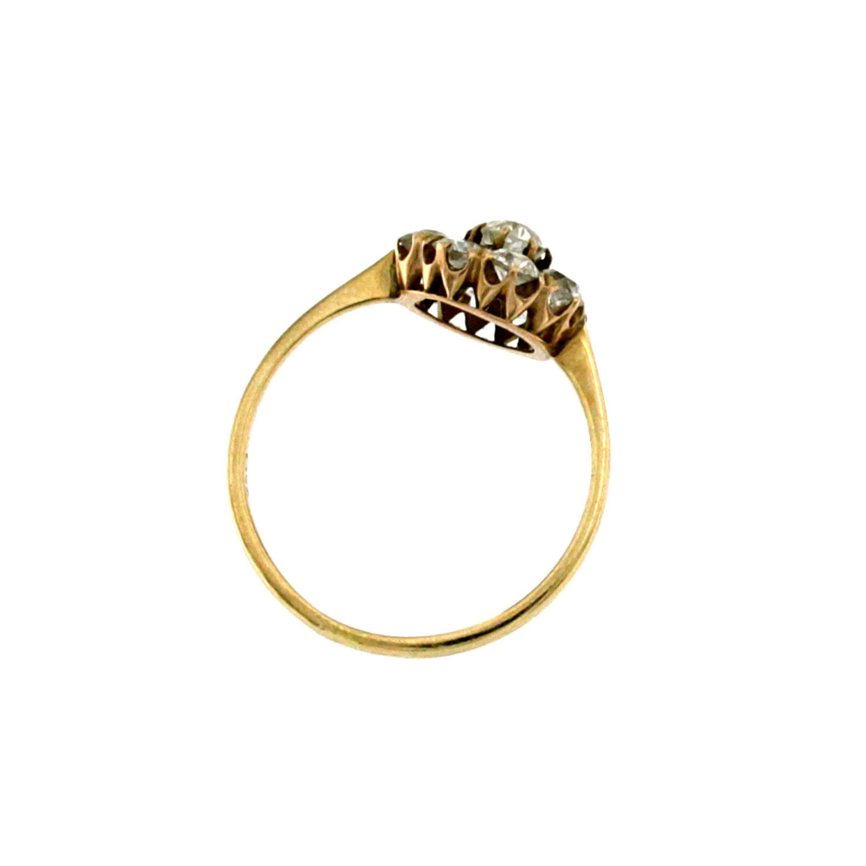 Women's Antique 1.80 Carat Diamond Gold Cluster Ring