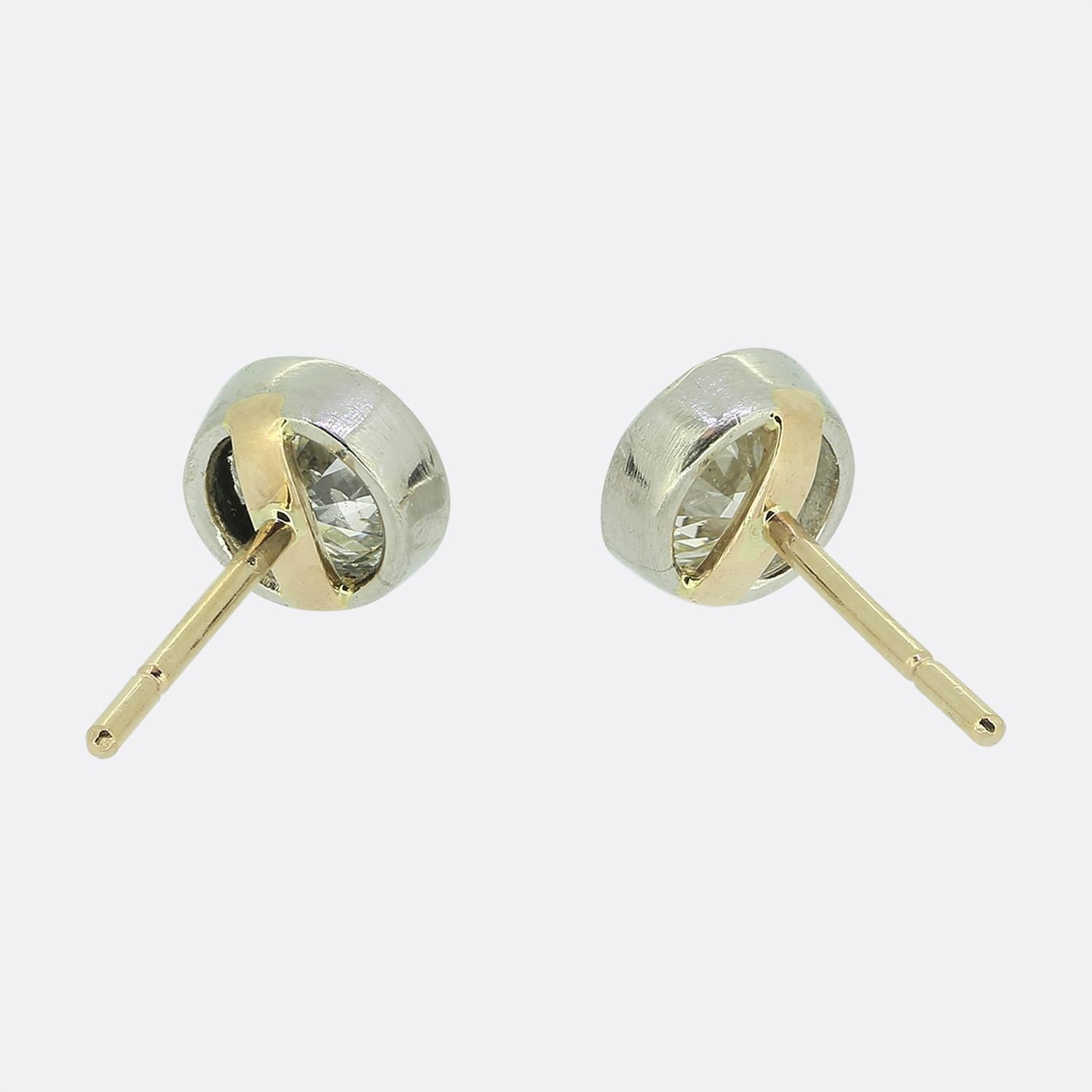 Edwardian Antique 1.80 Carat Diamond Stud Earrings