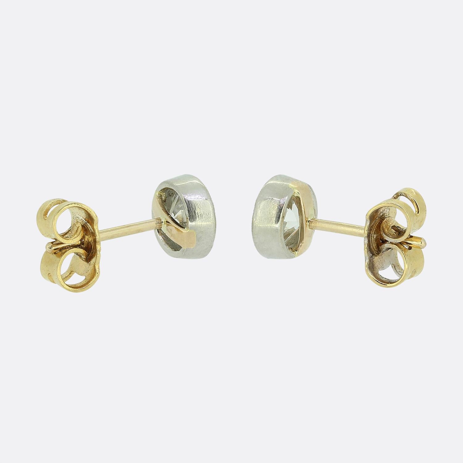 Old European Cut Antique 1.80 Carat Diamond Stud Earrings