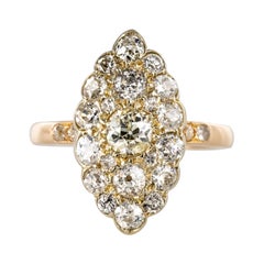 Vintage 1.80 Carat Diamonds 18 Karat Yellow White Gold Marquise Ring