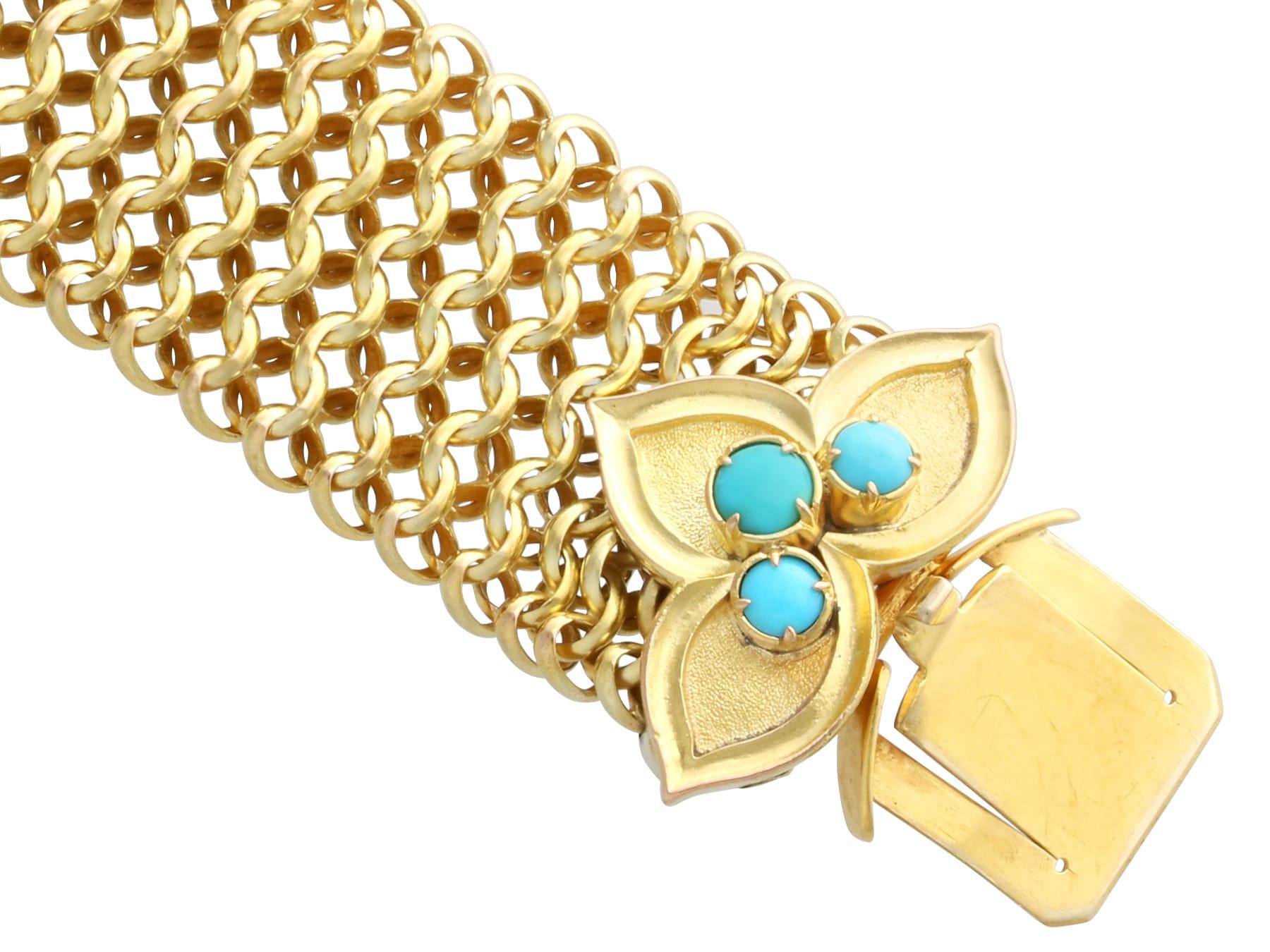 Bracelet ancien en or jaune 21 carats et turquoise de 1,80 carat, c. 1850 en vente 4