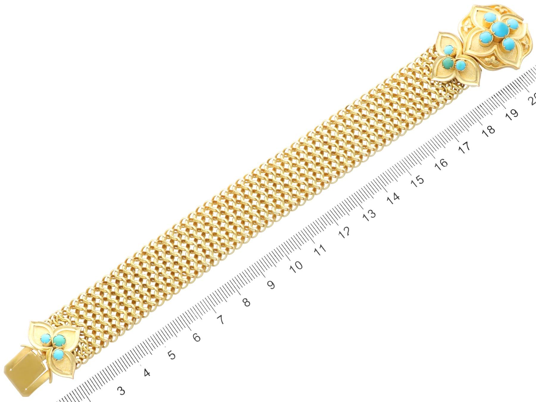 Bracelet ancien en or jaune 21 carats et turquoise de 1,80 carat, c. 1850 en vente 7