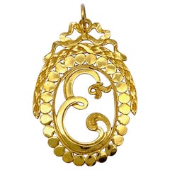 Antique 1800 Empire 21.6 Karat Gold Pendant Initial E