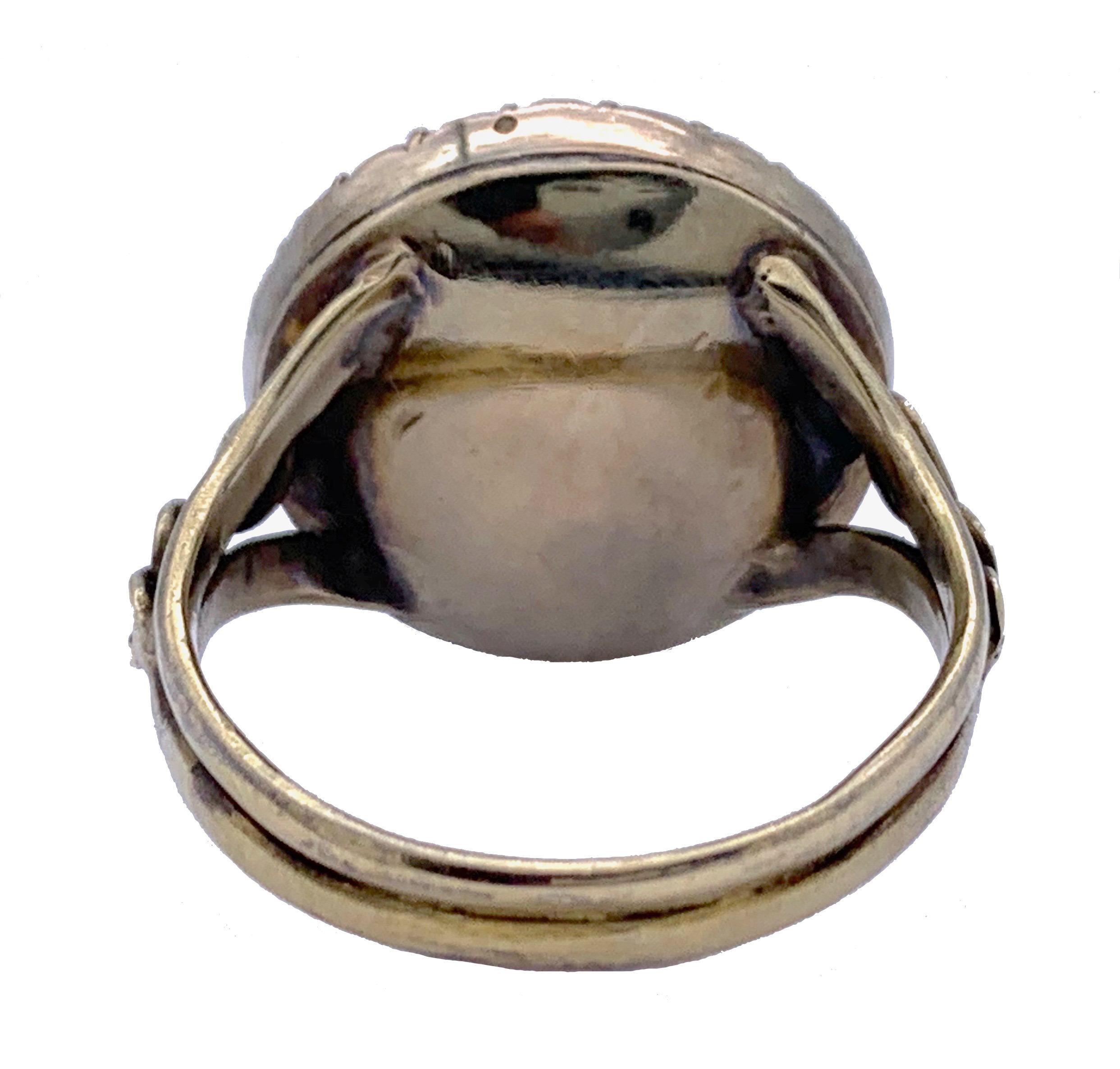 Antique 1800 Georg III 15k Gold Orient Pearls Diamond Enamel Gold Silver Ring In Good Condition In Munich, Bavaria