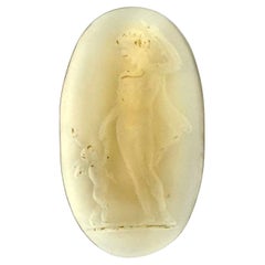 Antiguo 1800 Fichaje de amor Regalo sentimental Calcedonia calcográfica Venus y Cupido