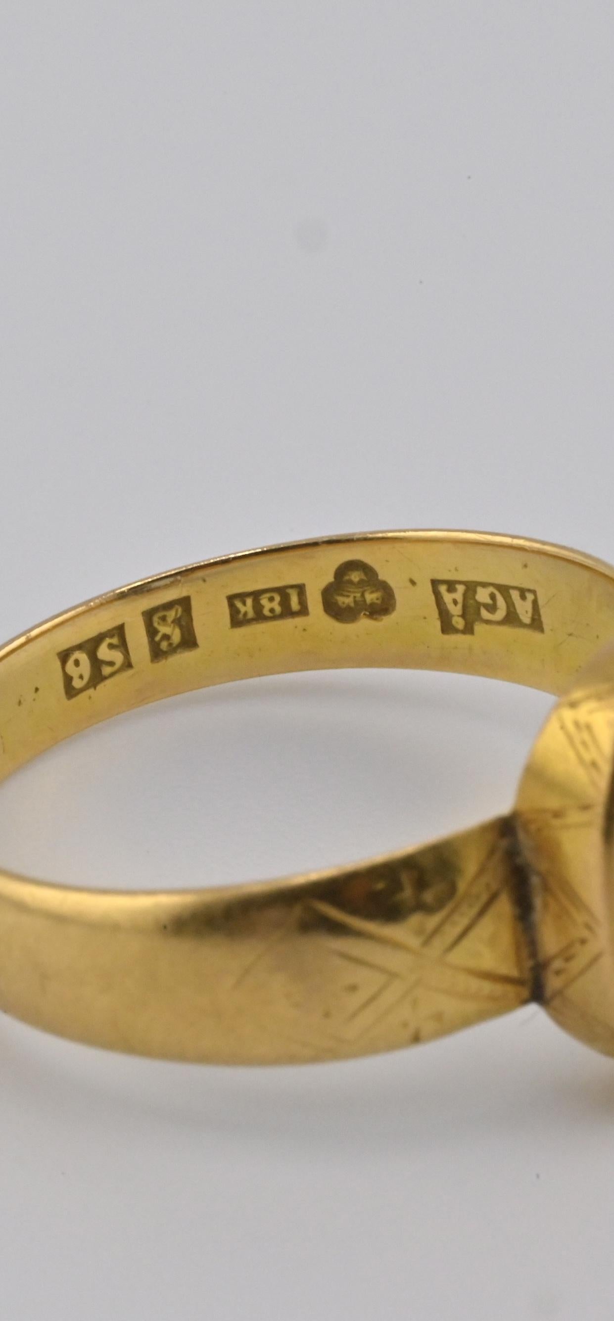 Antique 1800s 18K Yellow Gold Ring w/ Blue Lab-Grown Spinel – Oval Brilliant For Sale 2