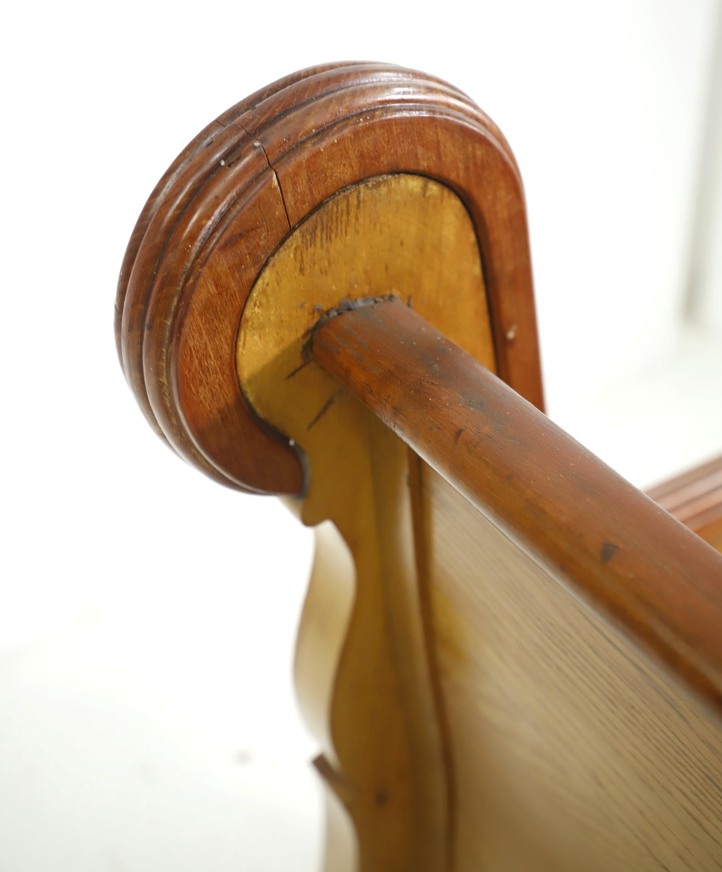 Antique 1800s 5 Ft Long Solid Oak Church Pew Light Stain 2
