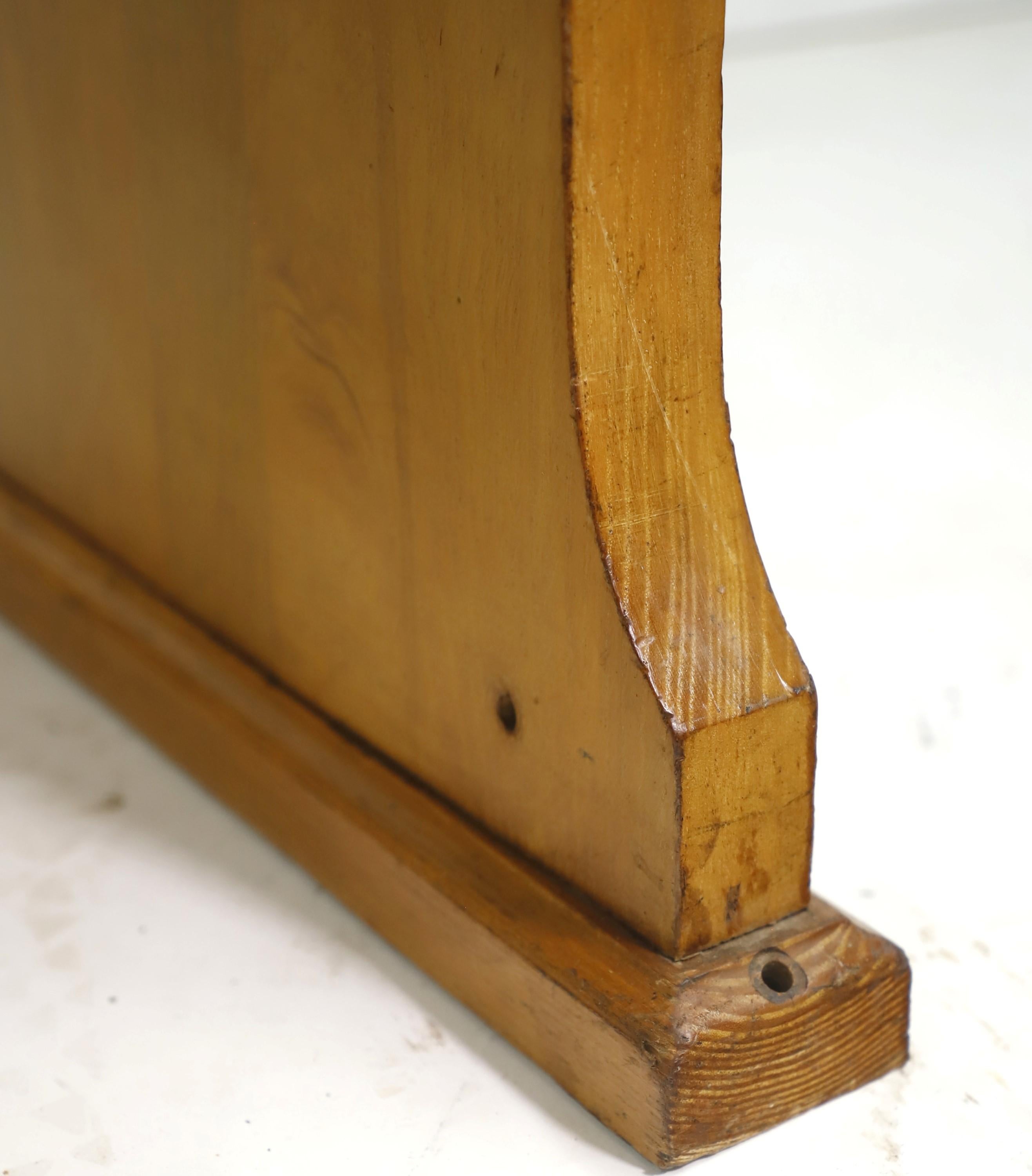 Antique 1800s 5 Ft Long Solid Oak Church Pew Light Stain 4