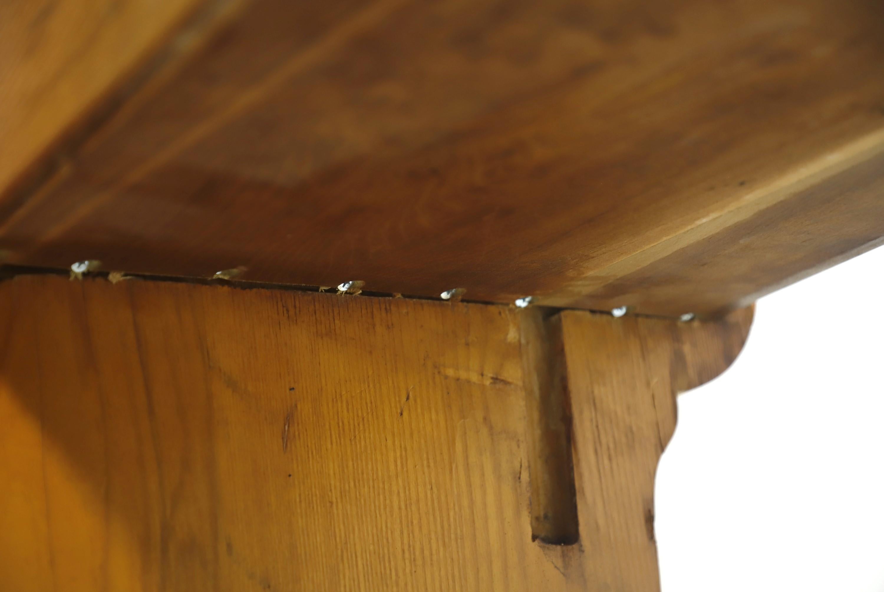 Antique 1800s 5 Ft Long Solid Oak Church Pew Light Stain 6