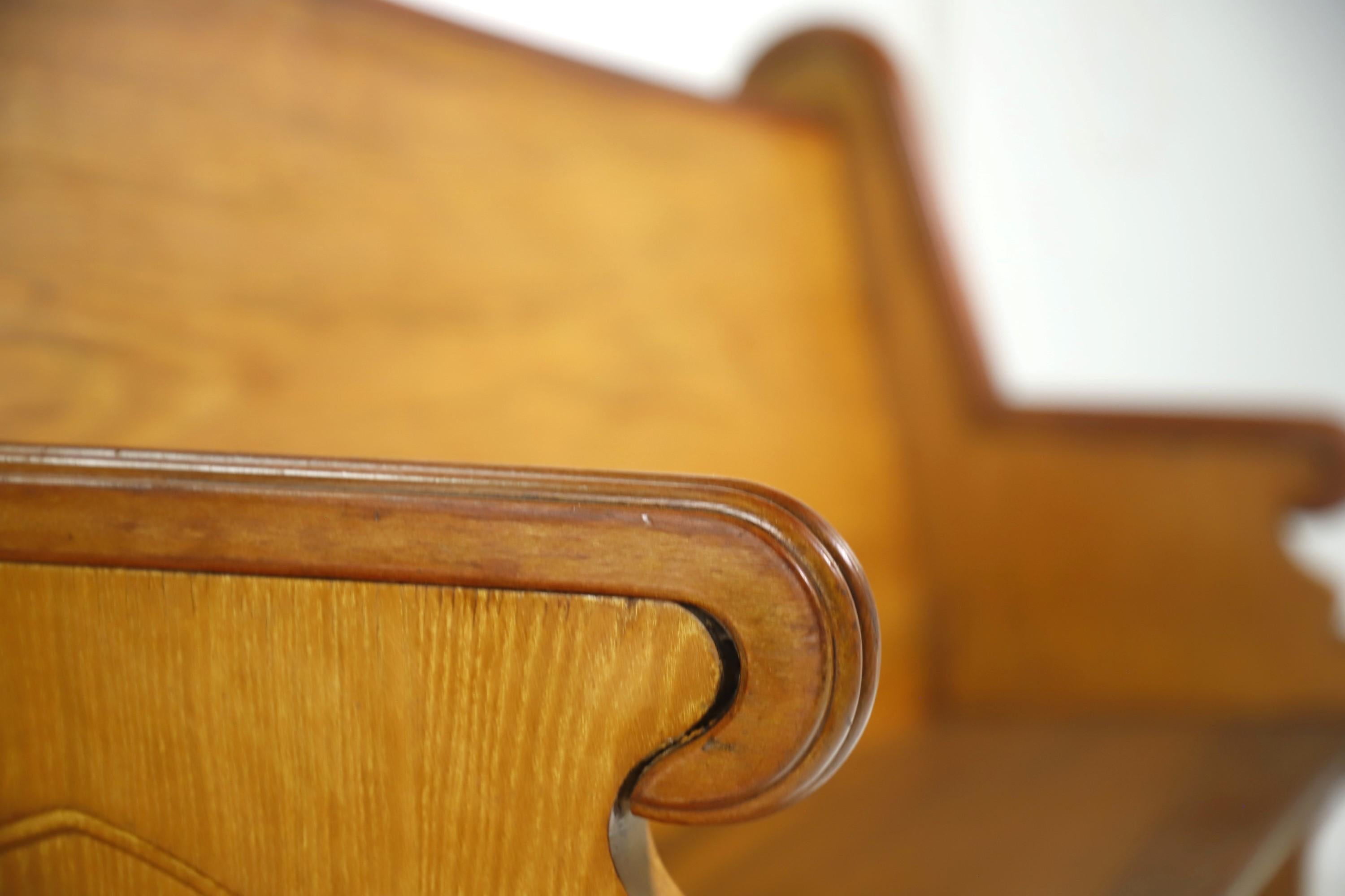 American Antique 1800s 5 Ft Long Solid Oak Church Pew Light Stain