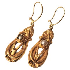 Antique 1800s Biedermeier Gold Earrings