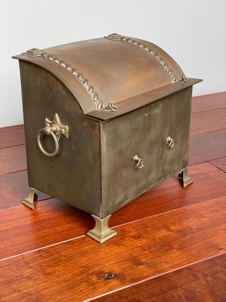 Antique 1800s Empire Style Brass and Bronze Coal Kettle / Bucket w