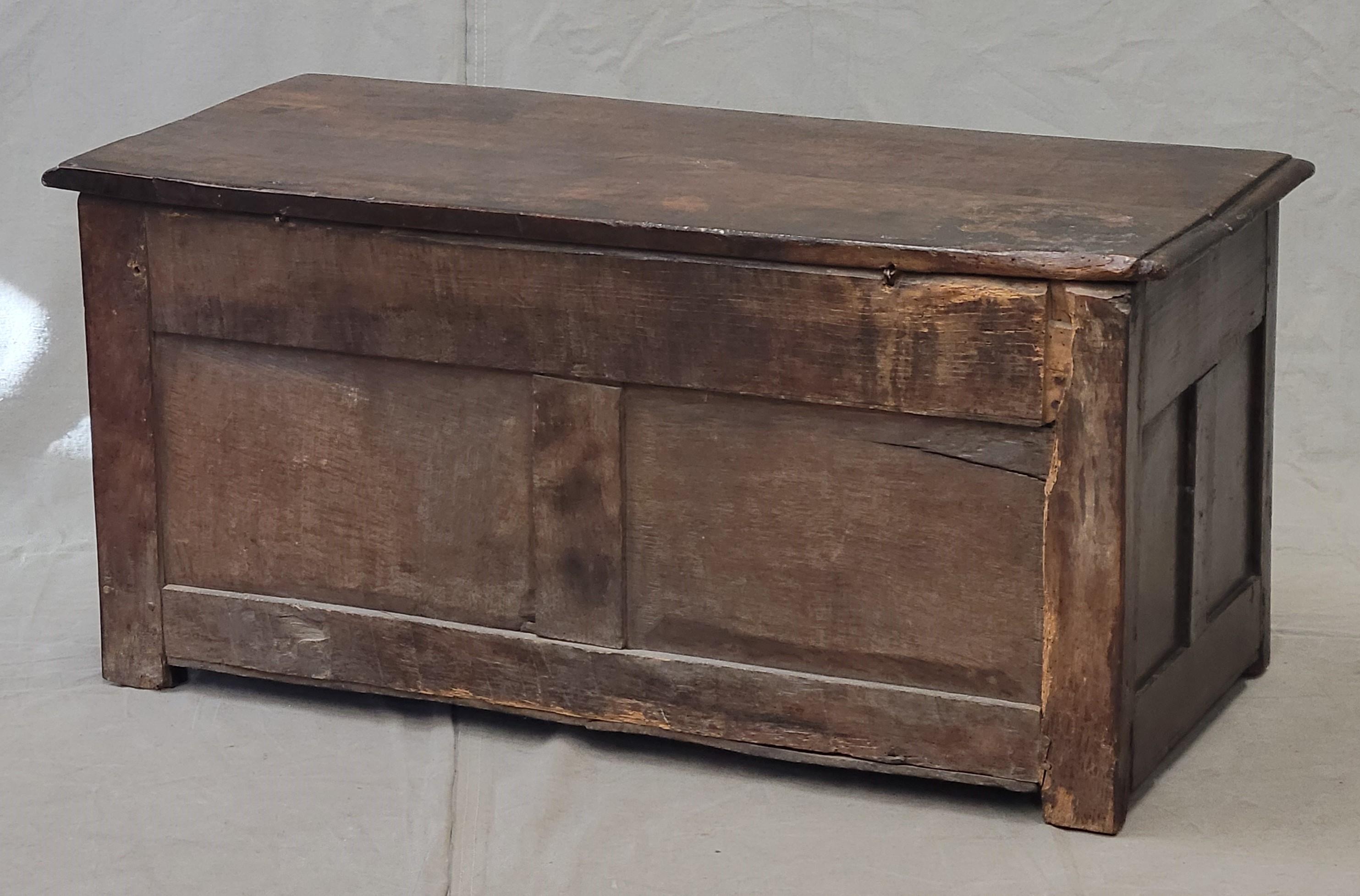 Antique 1800s English Carved Oak Coffer Storage Trunk Box For Sale 5