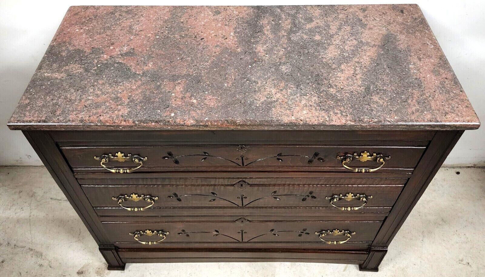 Offering One Of Our Recent Palm Beach Estate Fine Furniture Acquisitions Of An 
Antique 1800s French Country Granite Top Chest Of Drawers Dresser Nightstand

Approximate Measurements in Inches
31