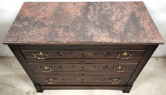 Antique 1800s French Country Granite Top Chest Of Drawers Dresser Nightstand
