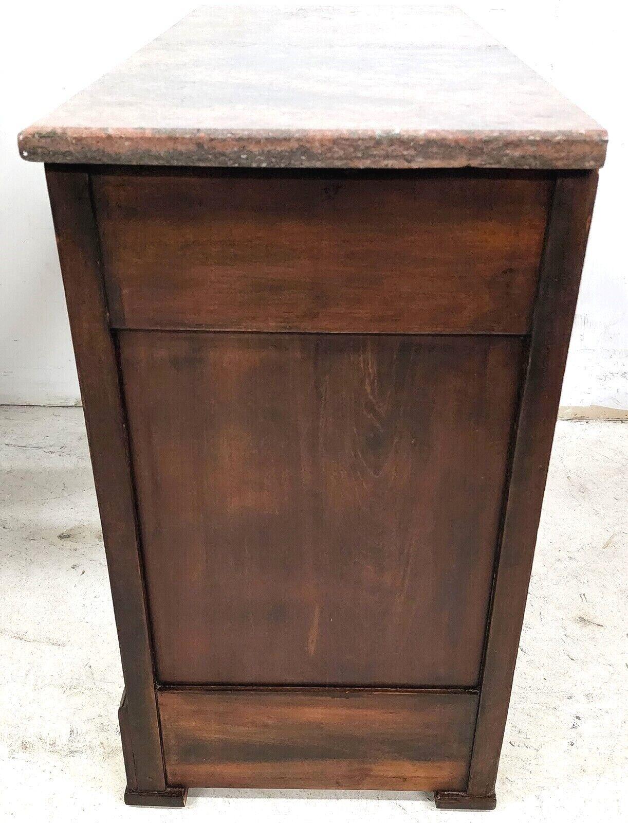Antique 1800s French Country Granite Top Chest Of Drawers Dresser Nightstand In Good Condition For Sale In Lake Worth, FL