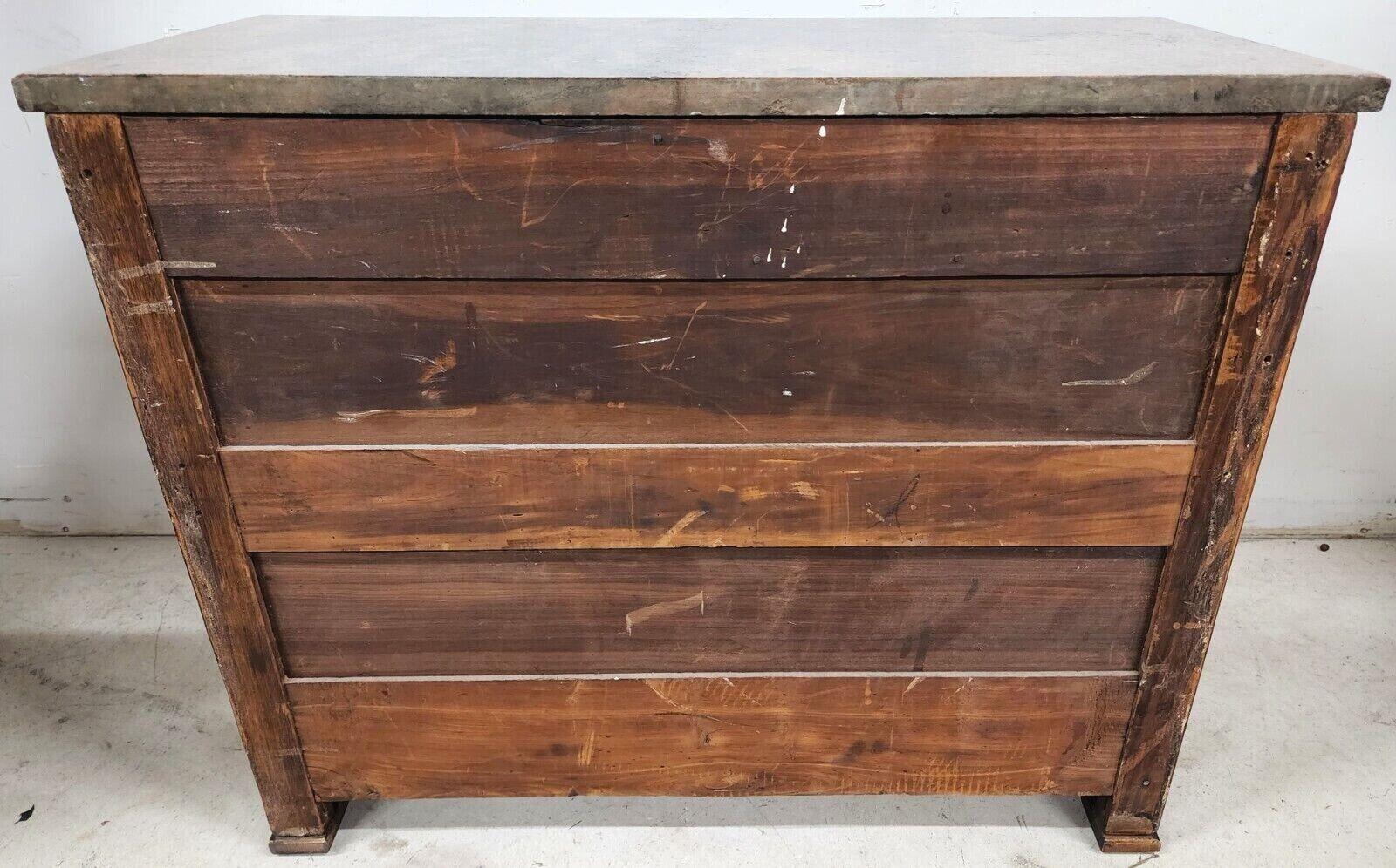 19th Century Antique 1800s French Country Granite Top Chest Of Drawers Dresser Nightstand For Sale