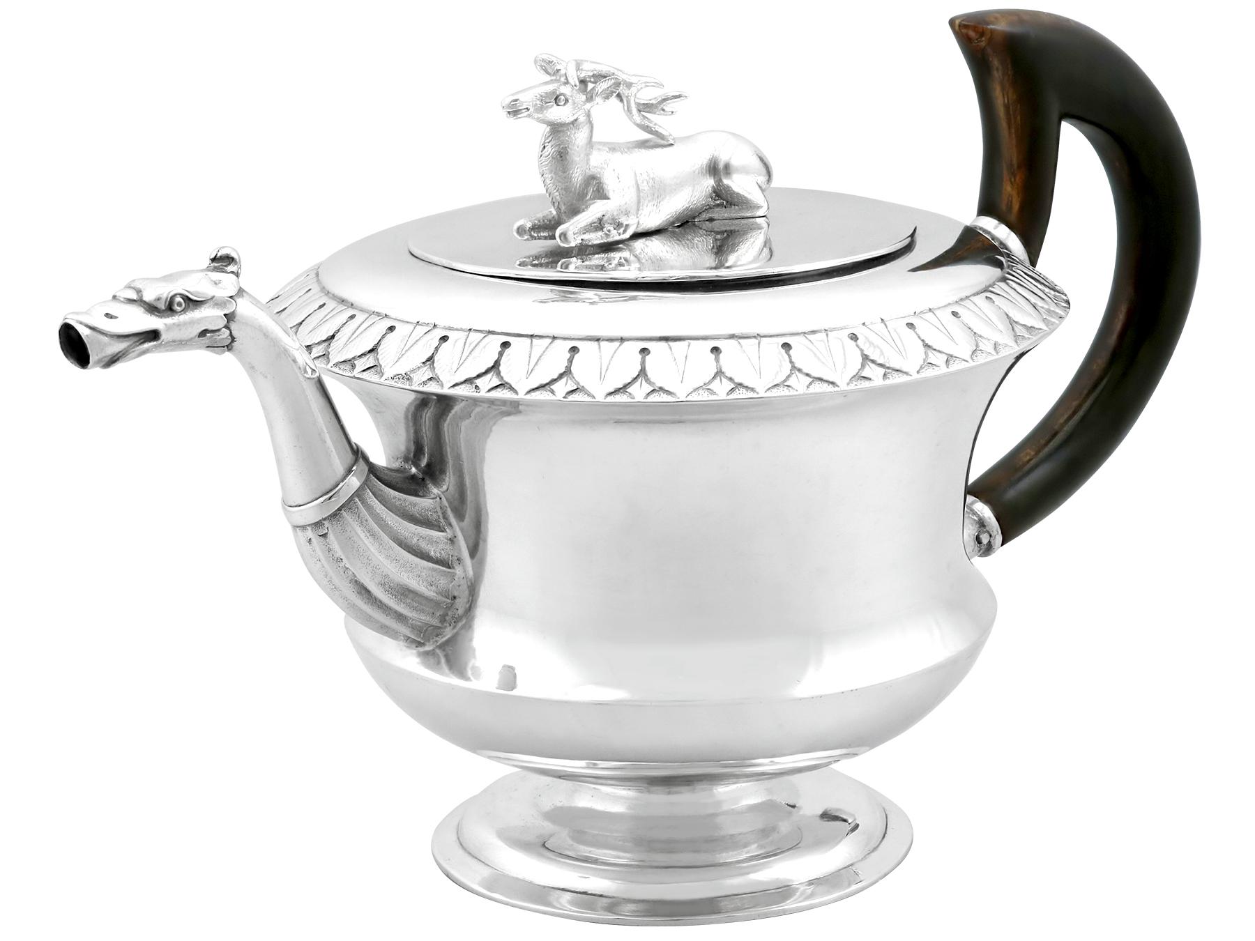 Sterling Silver Antique Breyman German Silver Teapot For Sale