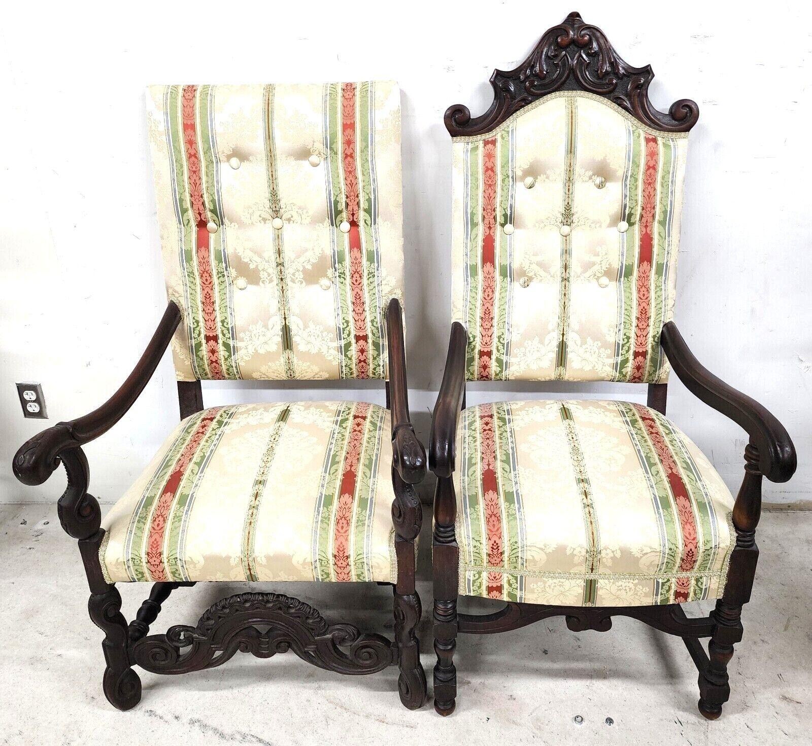 Louis XV Antique 1800s His & Her French Throne Statement Chairs, a Pair For Sale