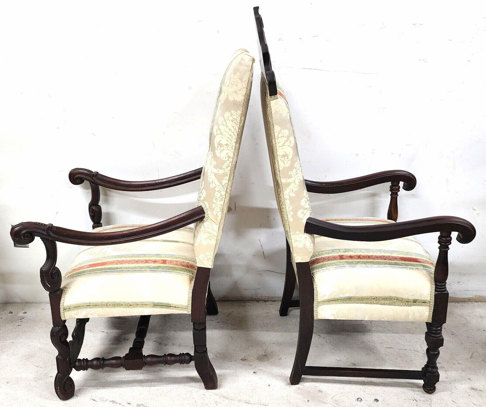 Carved Antique 1800s His & Her French Throne Statement Chairs, a Pair For Sale