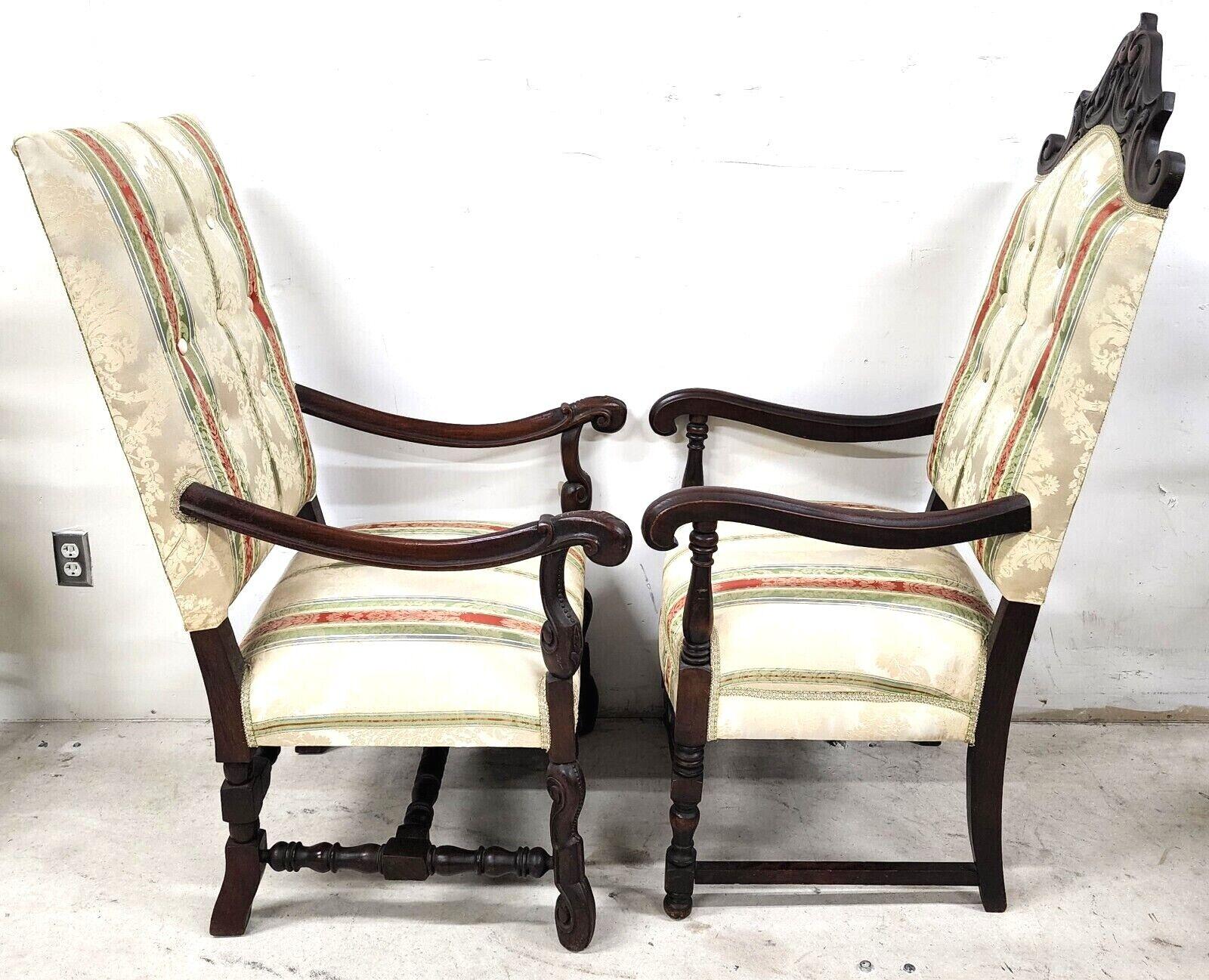 19th Century Antique 1800s His & Her French Throne Statement Chairs, a Pair For Sale