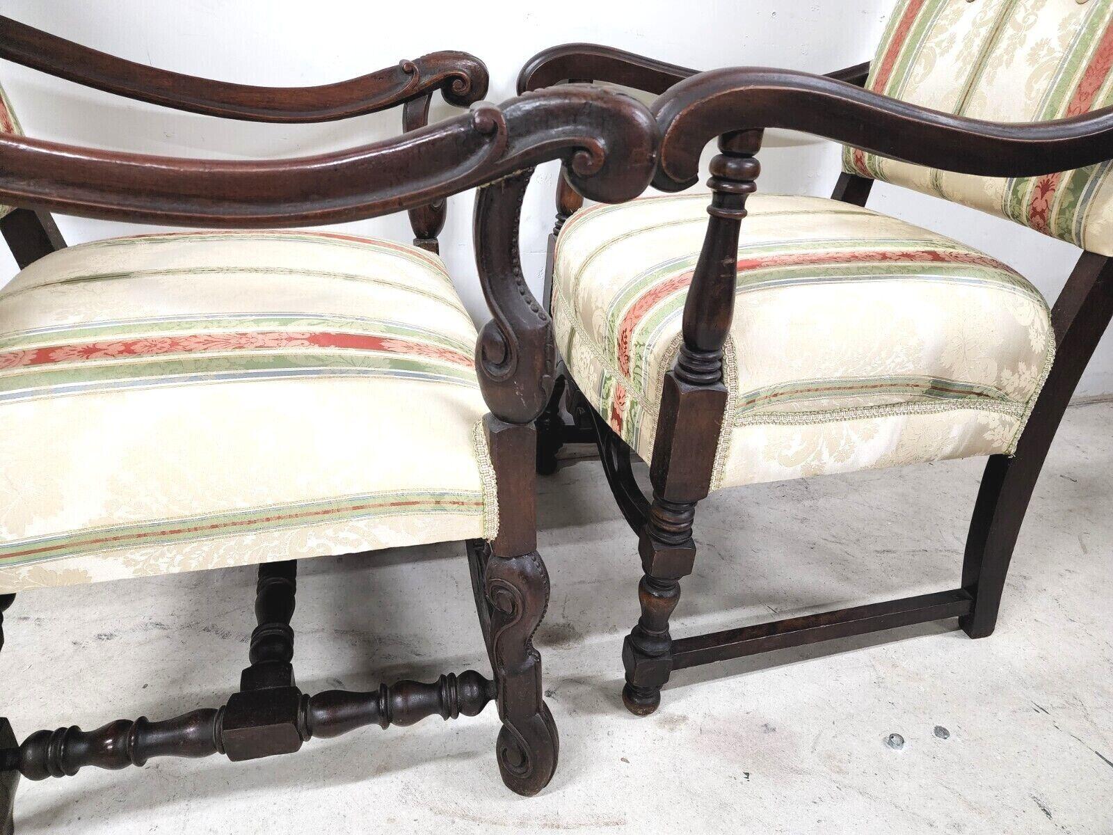 Cotton Antique 1800s His & Her French Throne Statement Chairs, a Pair For Sale