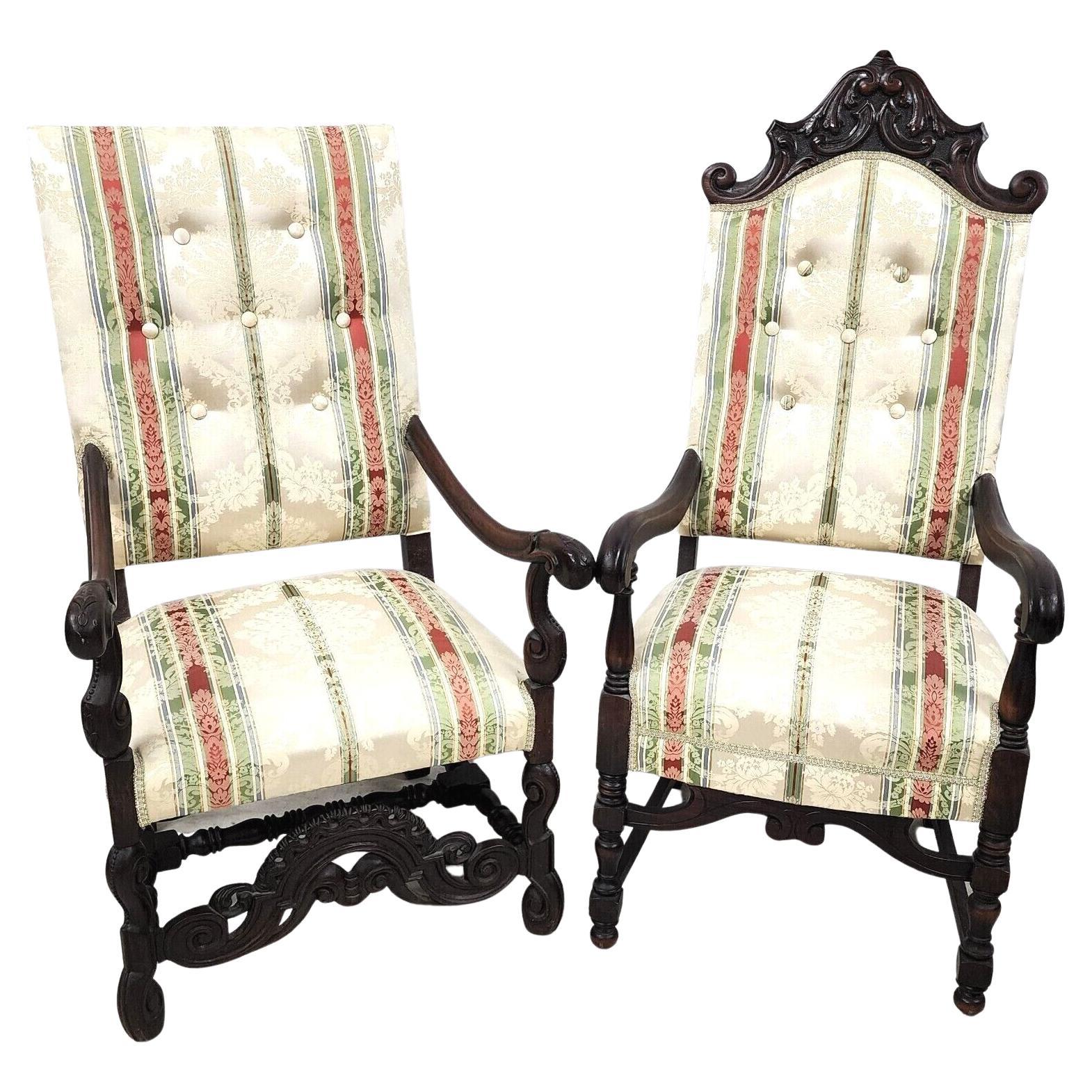 Antique 1800s His & Her French Throne Statement Chairs, a Pair For Sale