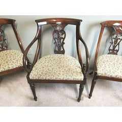 Antique 1800's Hollywood Regency Mahogany Scroll Arm Chairs