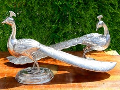 Antique 1800s Indian Silver Peafowl Bird Ornaments