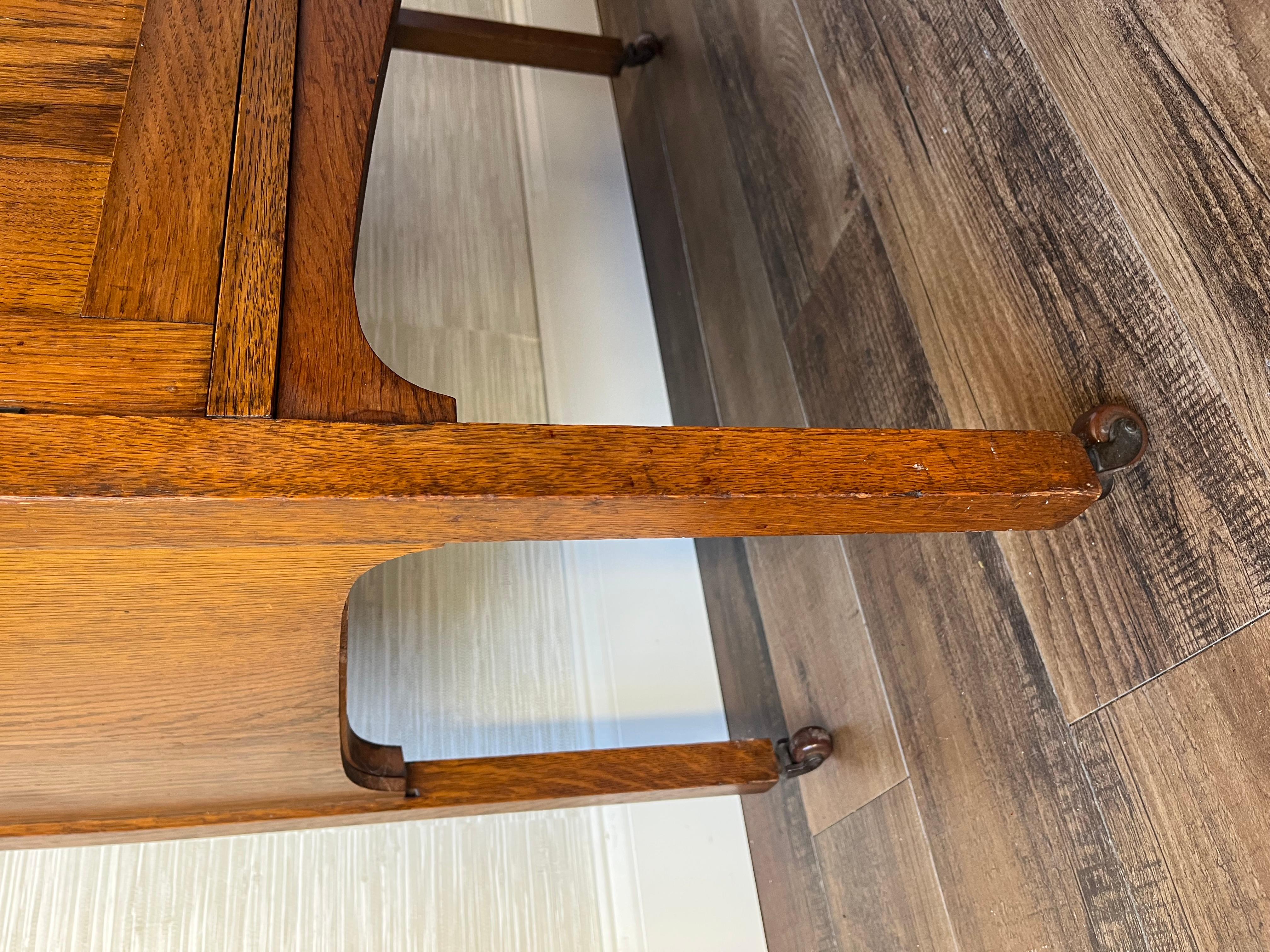 Antique 1800s Oak Washstand with Natural Stone Top and Original Handmade Tile 4