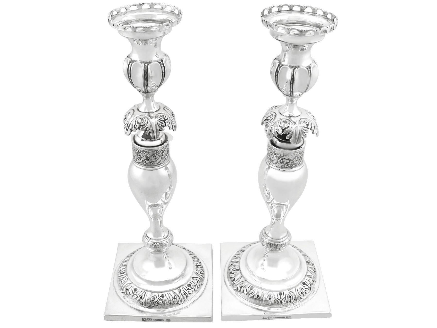 An exceptional, fine and impressive pair of antique Russian silver Shabbat candlesticks; an addition to our ornamental silverware collection

These exceptional antique silver Russian Shabbat/Sabbath* candlesticks have a baluster, circular rounded