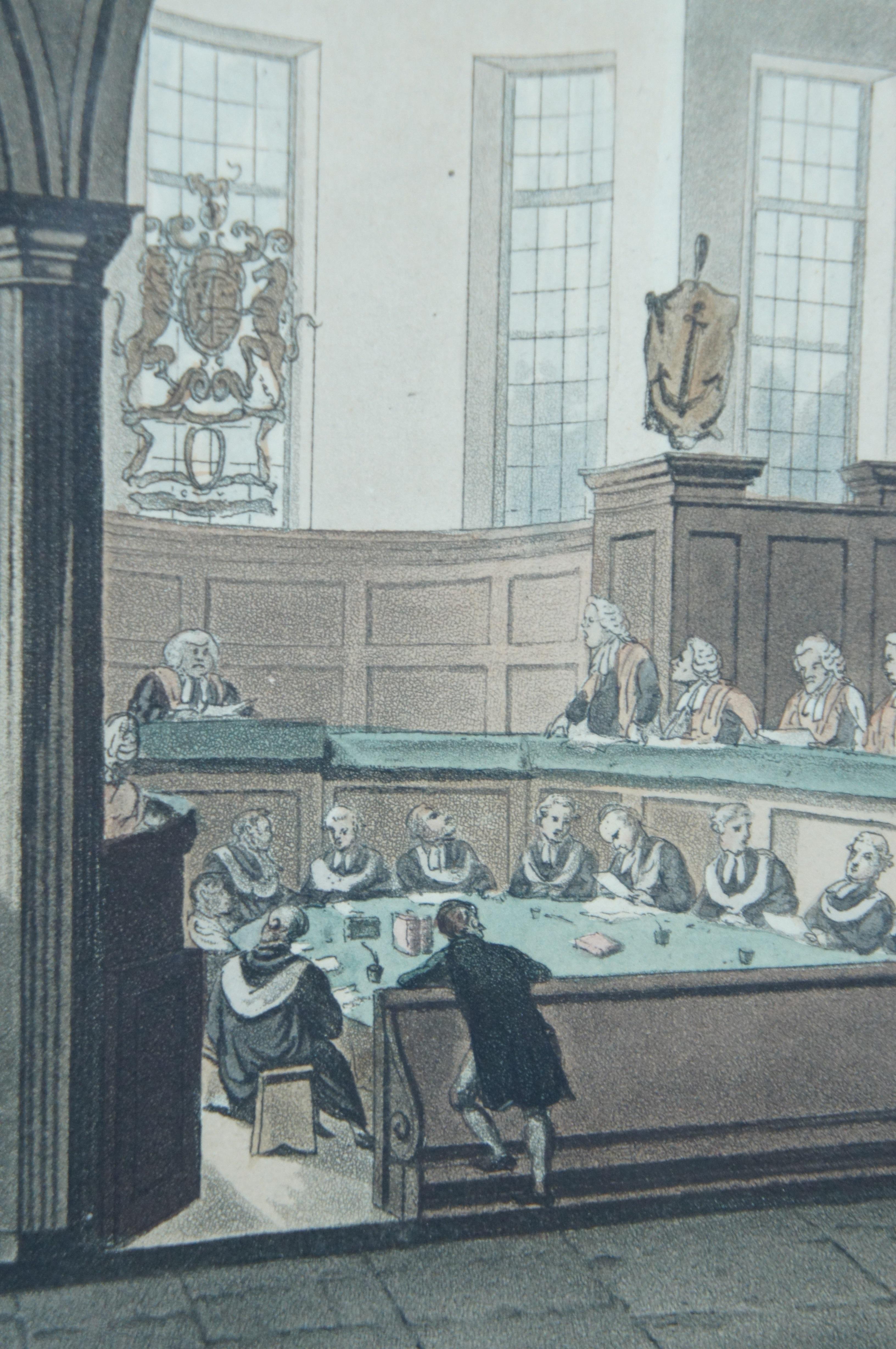 Antiguo grabado al aguatinta de 1808 Thomas Rowlandson Pugin Doctors Commons   en venta 5