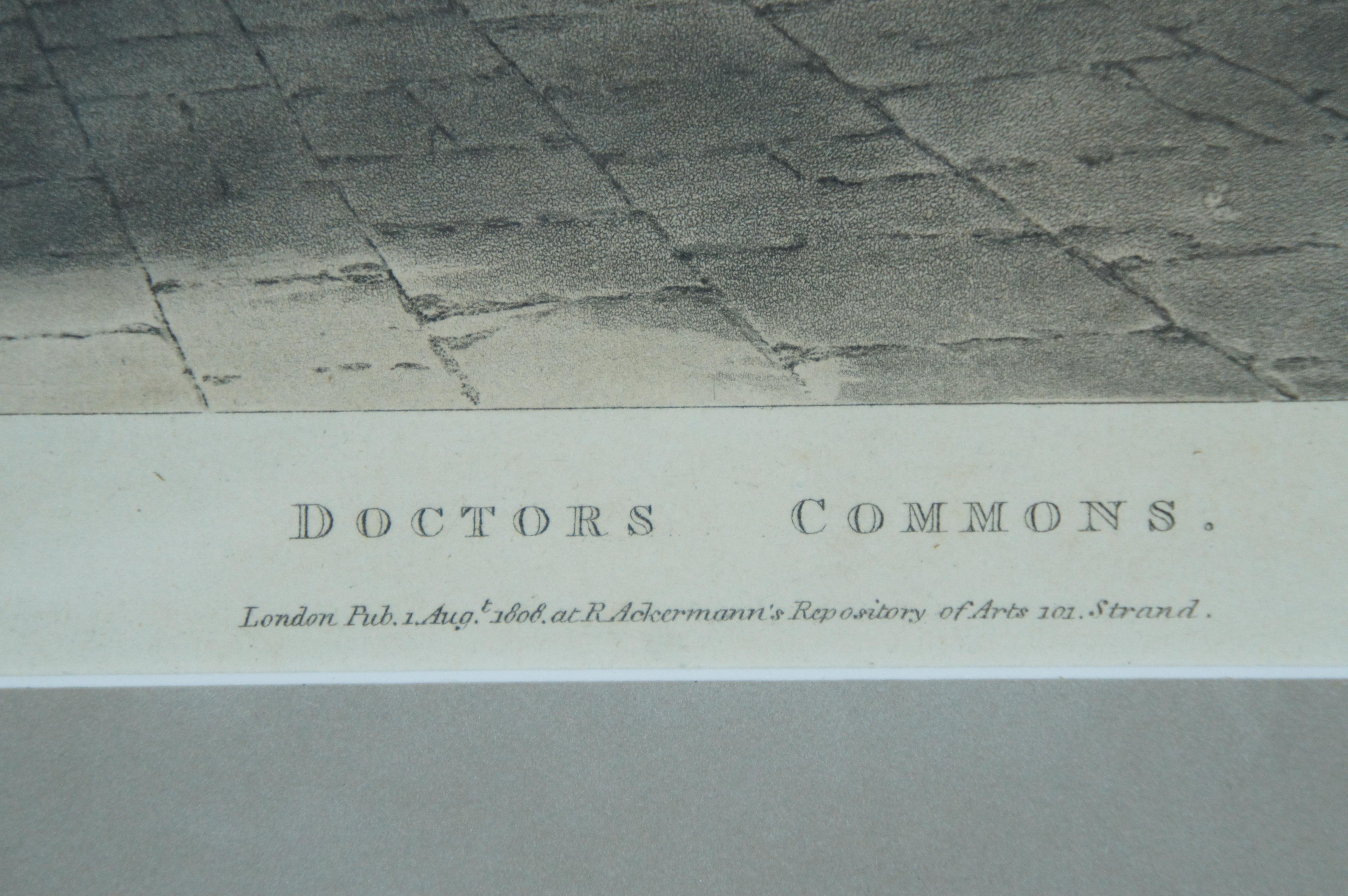 Antique 1808 Thomas Rowlandson Pugin Doctors Commons Aquatint Engraving   For Sale 3